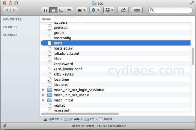 mac etc hosts file location