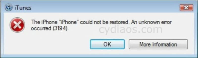 your ipod could not be restored error 3194