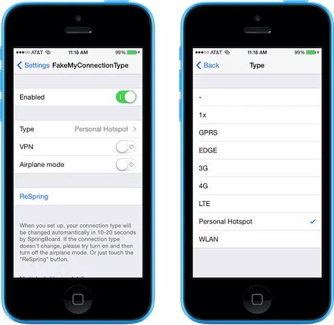 fakemyconnectiontype free cydia tweak