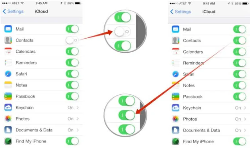 restore iCloud contacts to iPad