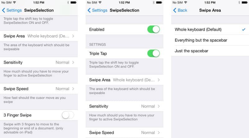 SwipeSelection iOS 8 iPhone