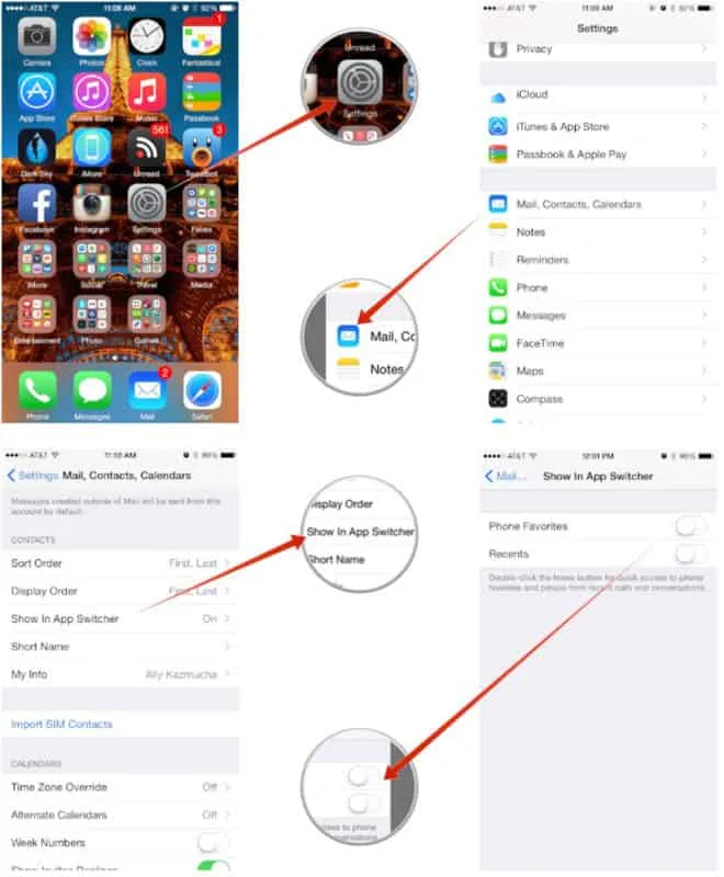 Hide recent contacts iOS 8.1.2 bugs