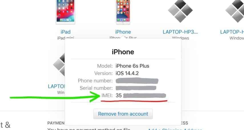 Find IMEI Number on Apple website