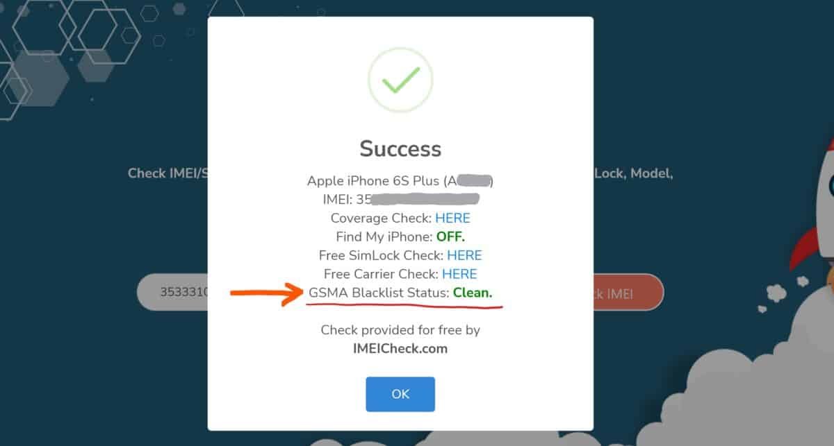 IMEI check on imeicheck.com