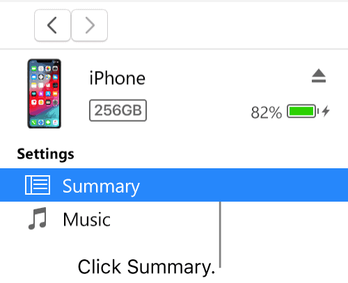 Click on Summary in iTunes to get sync settings