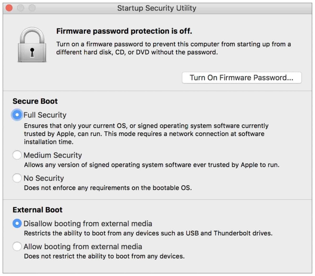 how to setup Startup Security Utility