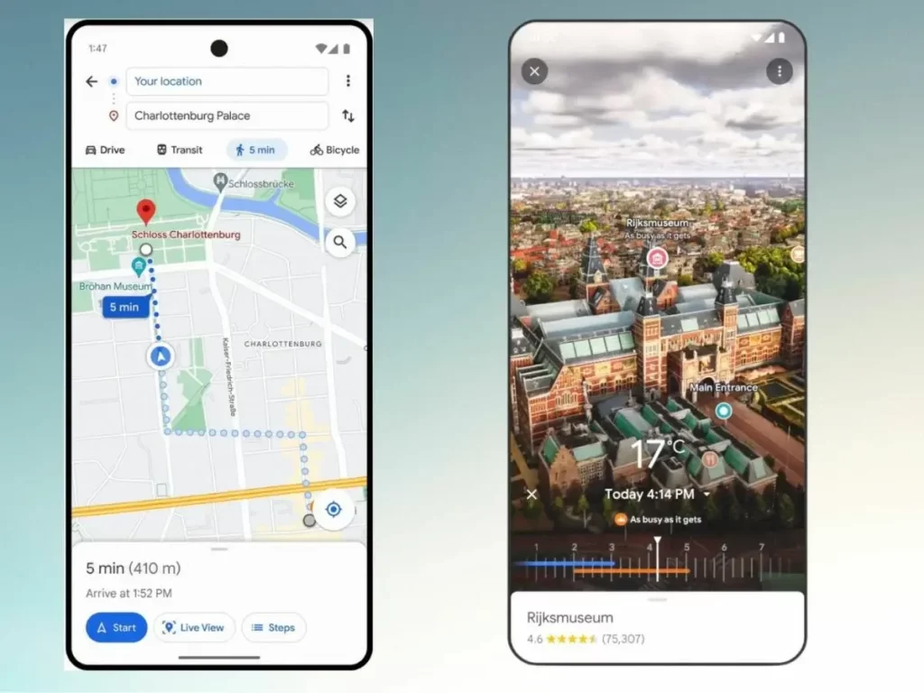 Google Maps interface in 2023 on an Android Smartphone